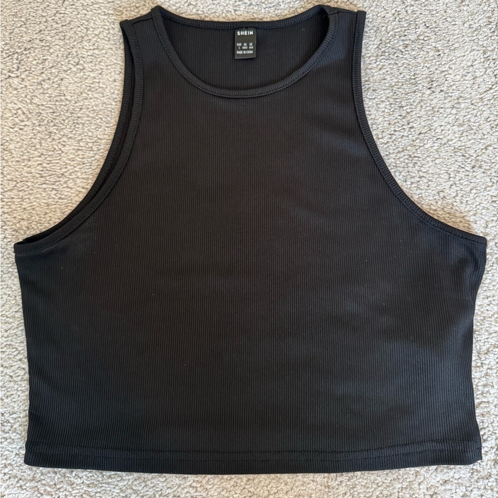 Black Sleeveless Ribbed Top